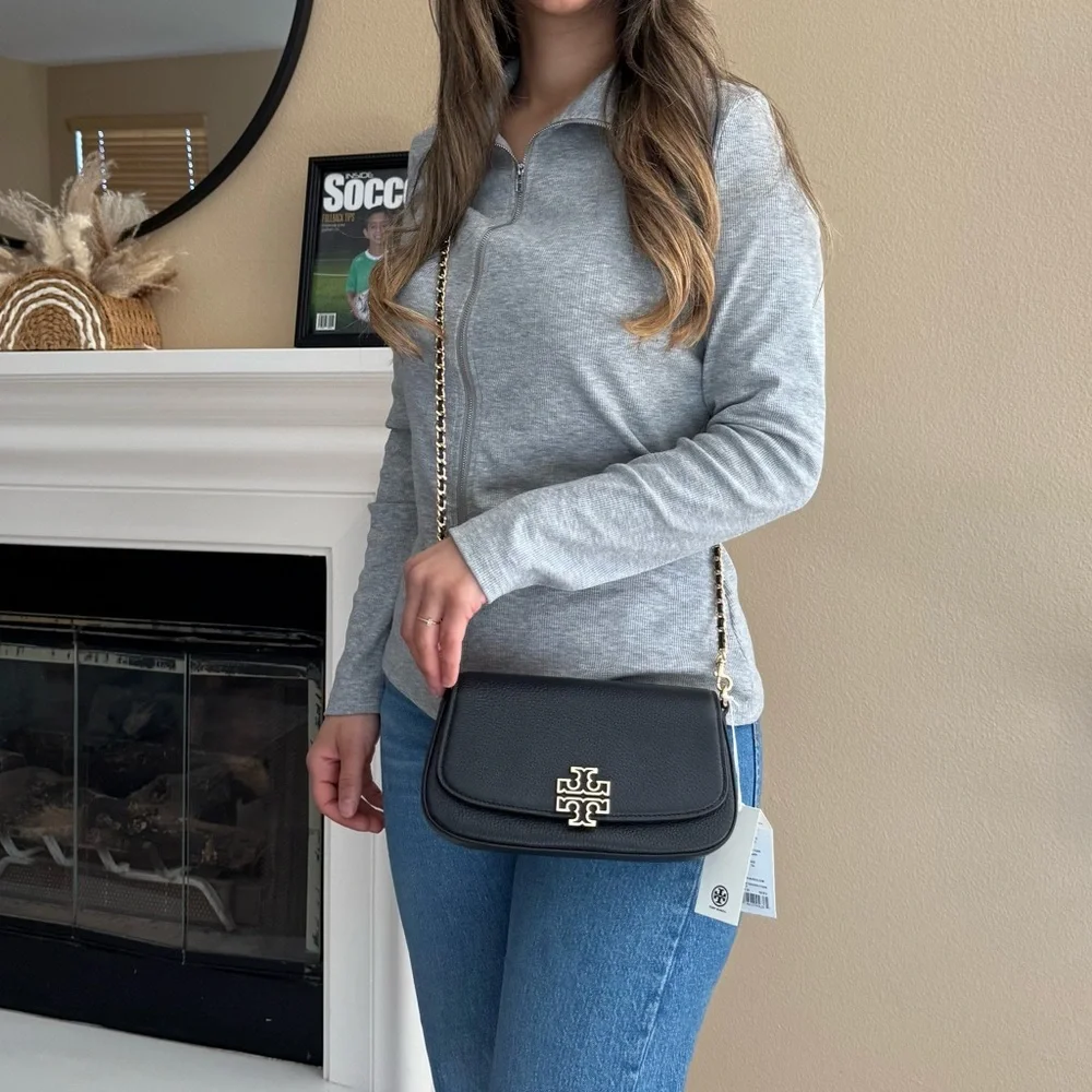 NWT Tory Burch Britten Convertible Leather Crossbody black 138772 ($525)